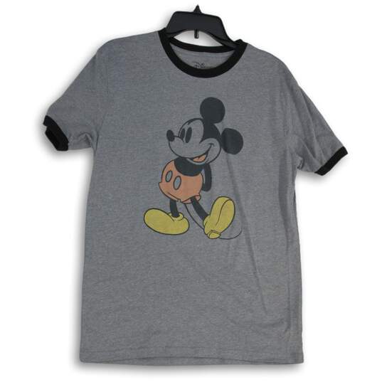 Disney Womens Gray Short Sleeve Mickey Mouse Crew Neck Pullover T-Shirt Size L image number 1