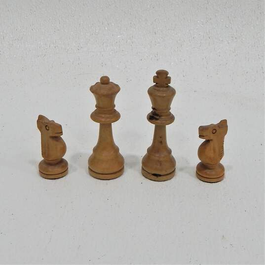 Vintage White and Black Marble Chess Board Game w/ Wood Pieces image number 4