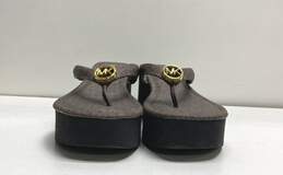 Michael Kors Sarita Monogram Brown Wedge Platform Thong Sandals Women's Size 8 alternative image