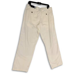 Mens White Flat Front Pockets Drawstring Straight Leg Chino Pants Sz 34x30 alternative image