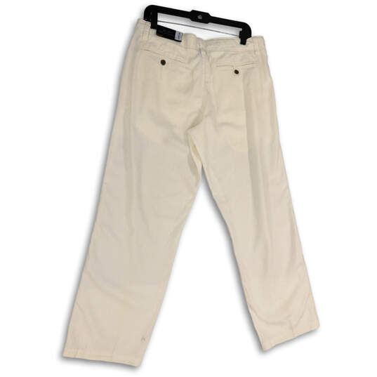 Mens White Flat Front Pockets Drawstring Straight Leg Chino Pants Sz 34x30 image number 2