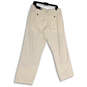 Mens White Flat Front Pockets Drawstring Straight Leg Chino Pants Sz 34x30 image number 2