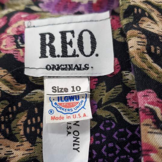 Vintage 80s R.E.O. Originals Women's Floral Print Belted Midi Dress Size 12 image number 3