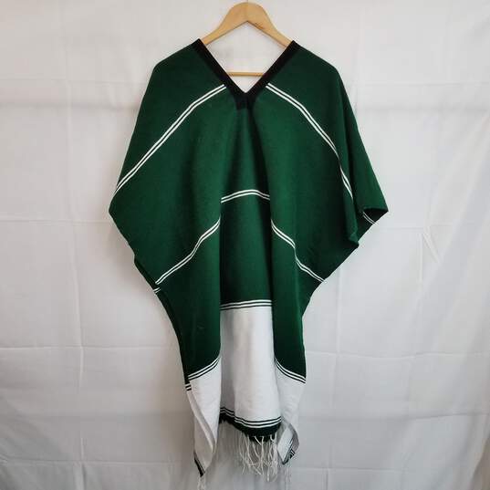 Green fringed Eagles football poncho image number 2