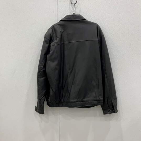 NWT Croft & Barrow Mens Black Leather Long Sleeve Full Zip Jacket Size XLT image number 2