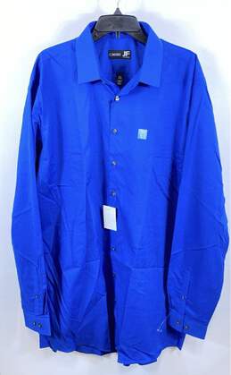 NWT J. Ferrar Mens Blue Long Sleeve Spread Collar Dress Shirt Size 18.5
