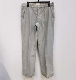 Mens Gray Striped Pockets Flat Front Straight Leg Dress Pants Size Large