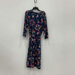 NWT Womens Blue Paisley Long Sleeve V-Neck Belted Maxi Dress Size 1X alternative image