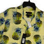 NWT Mens Yellow Blue Pineapple Print Short Sleeve Button-Up Shirt Size L image number 3