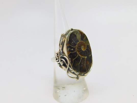Artisan Sterling Silver Ammonite Ring 12.7g image number 2