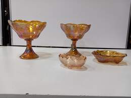 4pc Bundle of Vintage Marigold Carnival Glass Serving Dishes alternative image