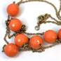 Designer J. Crew Gold-Tone Long Link Chain Stylish Orange Beaded Necklace image number 4