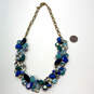 Designer J. Crew Gold-Tone Blue Mixed Stones Fashion Statement Necklace image number 1