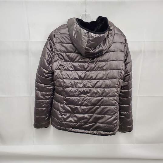 Andrew Marc WM's Polyester Nylon Blend Puffer Gray Metallic Jacket & Hood Size SM image number 2