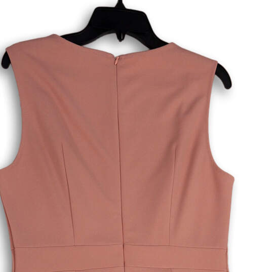 Womens Pink Round Neck Sleeveless Back Zip Shift Dress Size Large image number 4