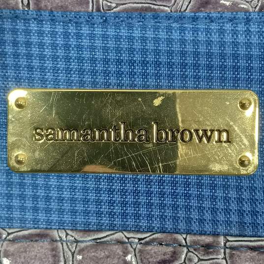 Samantha Brown Croc Embossed Blue Tote Purse image number 5
