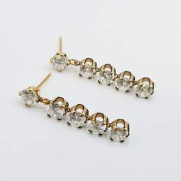 14K Gold Cubic Zirconia Dangle Earrings 1.8g