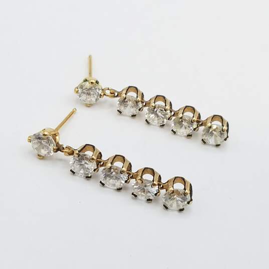 14K Gold Cubic Zirconia Dangle Earrings 1.8g image number 1