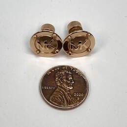 Designer Michael Kors Gold-Tone Logo Engraved Stud Earrings With Dust Bag alternative image