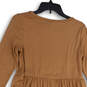 Womens Beige Long Sleeve Round Neck knee Length Fit & Flare Dress Size S image number 4