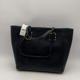 NWT Nine West Womens Black Leather Double Strap Bottom Stud Tote Bag Purse alternative image