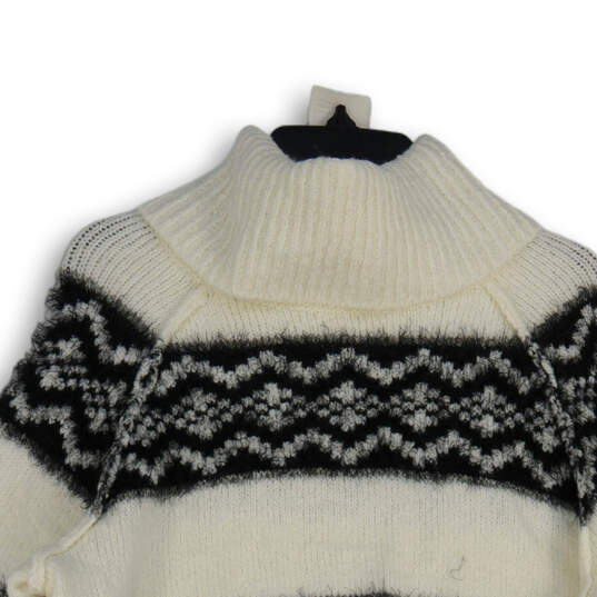 NWT Womens Black White Knitted Turtleneck Long Sleeve Pullover Sweater Sz L image number 3