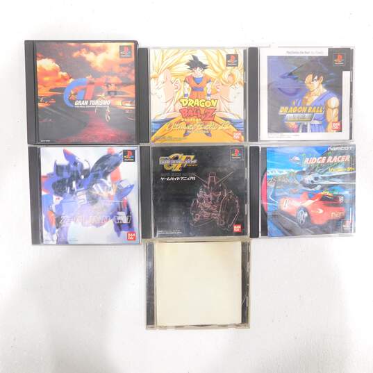 7 Japanese PlayStation PS1 Games Import - Dragon Ball Z - Mobile Suit Z Gundam image number 1