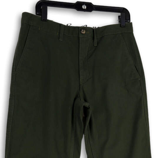 Womens Green Flat Front Slash Pocket Straight Leg Chino Pants Size 32x34 image number 3