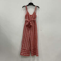 Womens Red Striped Sleeveless V-Neck Belted One-Piece Jumpsuit Size XS