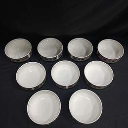 Set Of 9 Mikasa Arabella White/Green/Blue Patterned Stoneware Bowls alternative image