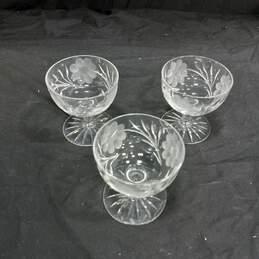 Vintage Trio of Etched Crystal Glasses