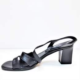 Women's Amalfi Slingback Leather Block Heels, Open Toe, Black, Size 9.5 alternative image