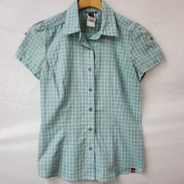 The North Face Short Sleeves Blue Yellow Plaid Shirt Women's S/P
