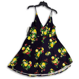 NWT Womens Blue Yellow Floral Spaghetti Strap Fit & Flare Dress Size XXL alternative image