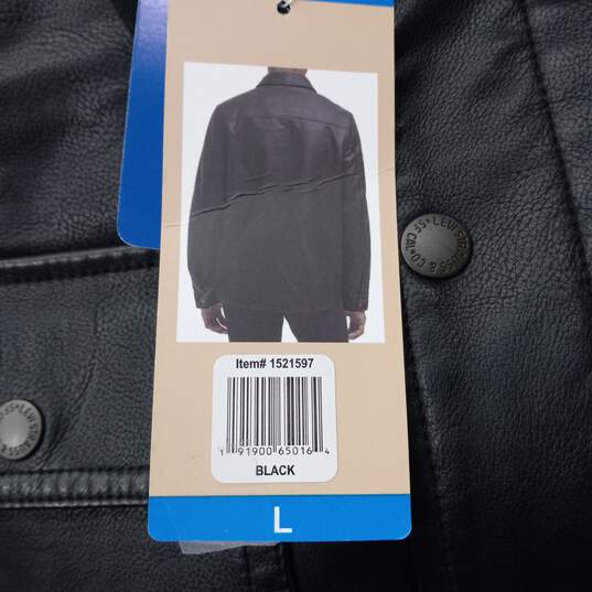 Levis Black Leather Jacket Men's Size L image number 4