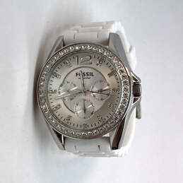 Designer Fossil Riley ES-2344 Silver-Tone White Quartz Analog Wristwatch