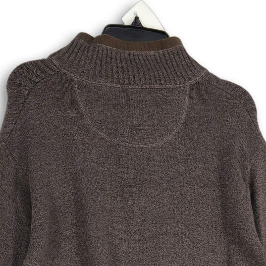 Mens Brown Knitted Long Sleeve Mock Neck Pullover Sweater Size XXL image number 4