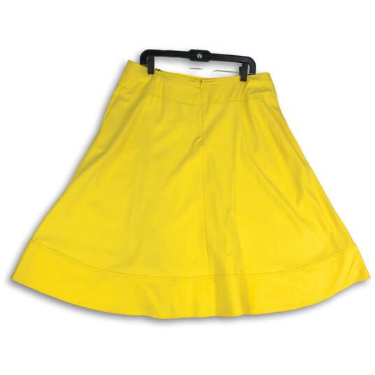 NWT Womens Yellow Back-Zip Slash Pocket Knee-Length Flare Skirt Size 14 image number 2