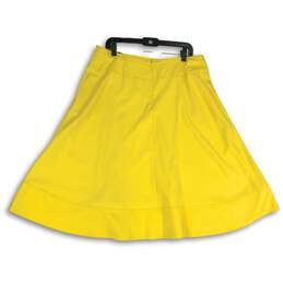 NWT Womens Yellow Back-Zip Slash Pocket Knee-Length Flare Skirt Size 14 alternative image