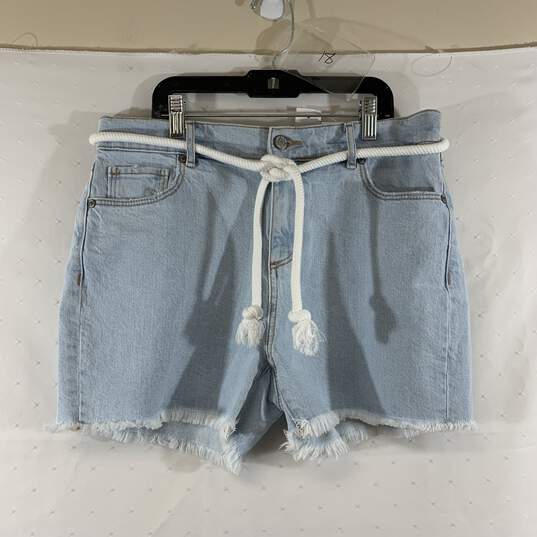 Women's Light Wash Belted Hi-Rise Cutoff Denim Shorts, Sz. 27/4 image number 1