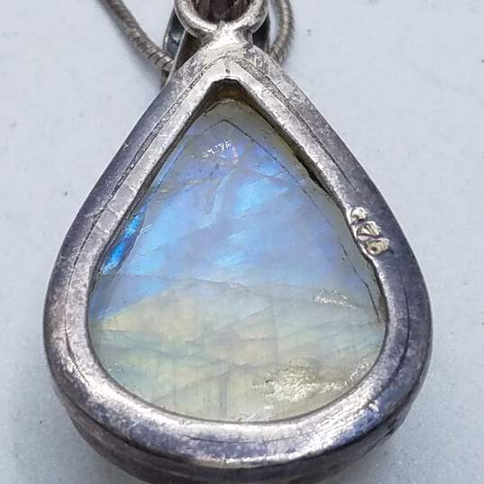Sterling Silver Chalcedony Pendant 23in Necklace 15.1G DAMAGED image number 5
