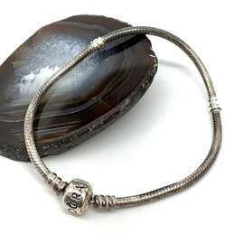 Designer Pandora S925 Sterling Silver Snake Chain Drum Clasp Charm Bracelet