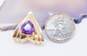 14K Gold Amethyst Faceted Teardrop Ridged Triangle Hinged Pendant 6.9g image number 4
