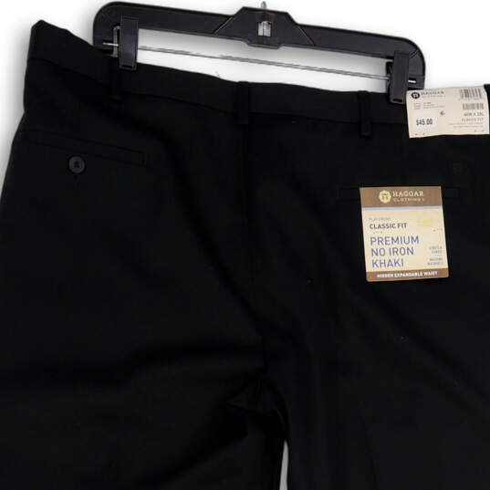 NWT Mens Black Stretch Flat Front Classic Fit Khaki Pants Size 40x29 image number 4