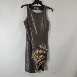 Karen Zambos Women's Olive Metallic Vintage Dress SZ P NWT