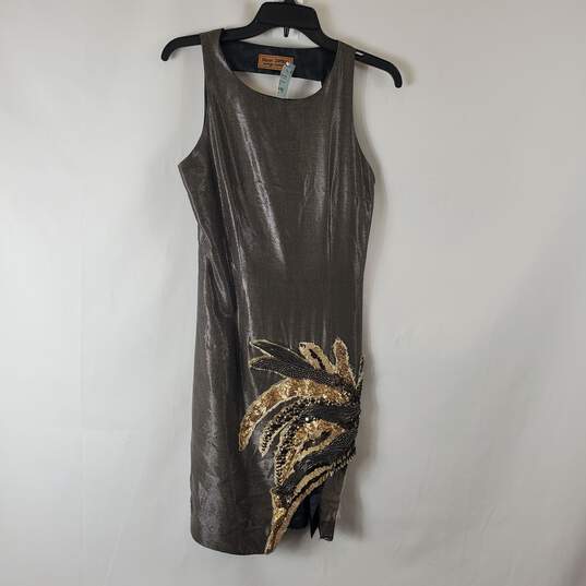 Karen Zambos Women's Olive Metallic Vintage Dress SZ P NWT image number 1