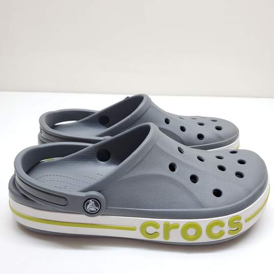 Crocs  Gray Green Logo Clogs Mules Size M10/W12 image number 2
