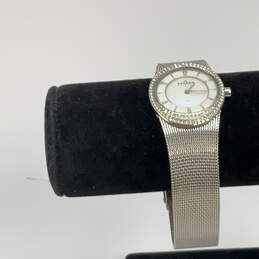 Designer Skagen Silver-Tone Dial Rhinestone Chain Strap Analog Wristwatch