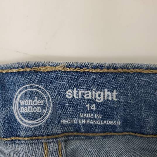 NWT Wonder Nation WM's Straight Fit Stretch Denim Blue Jeans Size 14 x 26 image number 3