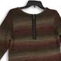 Womens Brown Round Neck Long Sleeve Back Zip Shift Dress Size Large image number 4